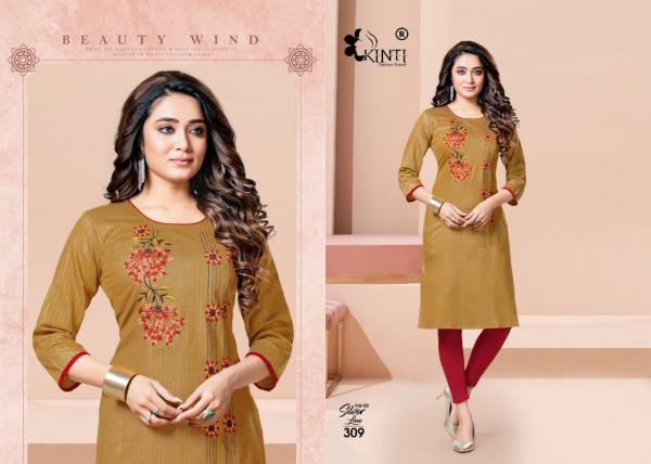 Kinti Silver Line 3 Designer Cotton Embroidery Kurti 